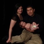 Alejandra Meza-Tabares with husband and baby