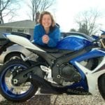 Karen Marie Chase with motorcycle