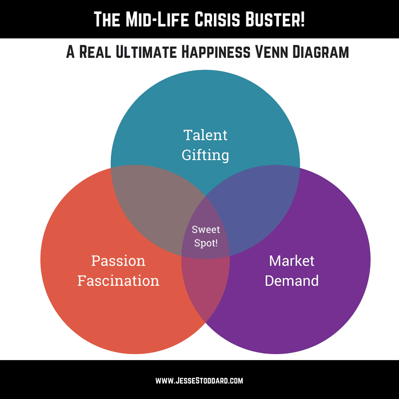 The Mid-Life Crisis Buster! A Real Ultimate Happiness Venn Diagram